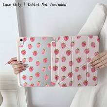1 Pc Sweet Strawberry-Patterned Protective Tablet Case Set - Ideal For Cute Style Enthusiasts And Fruit-Themed Design Seekers,Fashion-Themed Tablet Accessories,Folio Tablet Case With Pen Holder Compatible