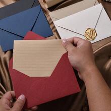 10/20/50/100 piezas Sobres con textura de lino blanco, sobres para invitaciones de boda, sobres para empaquetar tarjetas/cartas/postales con pegatinas de sello de cera - Blanco - Ver 4