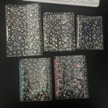 M5/A7/A6 活页夹 Kpop 收藏本，激光星形封面，DIY 10 个装收纳袋，活页手账笔记本整理器 - 彩色 - 查看 3