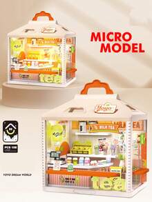 塑料房屋搭建玩具套装，DIY迷你娃娃屋游戏套装，带LED灯，适用于迷你人偶，拼装玩具，3D模型套件，成人礼物