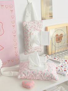 1pc Portable Floral Pattern Tissue And Wet Wipe Dispenser For Stroller, Quilted Wet Wipe Bag For Tissue Storage, With Optional Wet Wipe Refill Bag, Wet Wipe Pouch, Multi-Functional Wet Wipe Organizer Bag, Ideal Gift For Moms, Teachers, Valentine's Day, Anniversary, Bridesmaids, Housewarming, Home Decor For Nursery, Bedroom, Bathroom, Living Room, Dorm - Multicolor - View 1