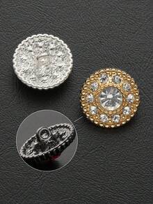 10 Pieces Of Round Fully Beaded Golden Small Buttons For Shirt, Cardigan, Dress, Coat, Sweater, Jacket Decoration Hand-Sewn Button Hand-Held Flower Gift Box Shoe Hat Luggage DIY Accessories - Multicolor - View 9