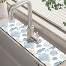 VIKAMA-alfombrilla protectora salpicaduras para fregadero de cocina, copo de nieve de Navidad, absorbente, de secado rápido, para drenaje de grifo, protector salpicaduras para fregadero de cocina - GGZN52-13 - Ver 13