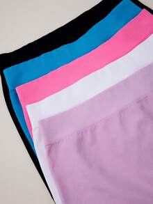 5条装女童无缝纯色舒适透气骑行短裤，适合女童、幼儿，可穿在连衣裙内，也可作舞蹈短裤，多种颜色可选 - 彩色 - 查看 6