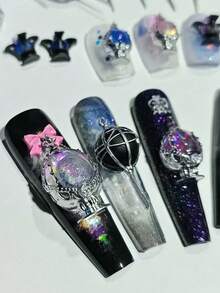 6pcs Nail Art Mold Set, Soulstone Texture Delicate 3D Nail Decorations, Transparent Silicone Molds - Clear - View 6