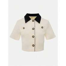 Conjunto de Falda 2 Piezas para Mujer Blazer de Manga Corta y Falda Corta Estilo Francs Verano Casual - CH + Blanco - Ver 3