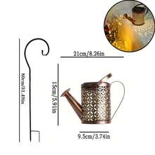 1pc Solar Powered Iron Water Kettle Lamp, Flickering Light - With Accessories, Suitable For Yard, Garden Decor, Outdoor Ground Light