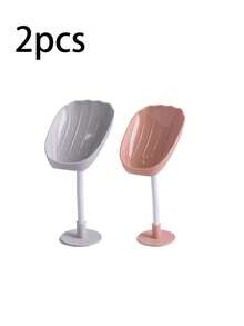 1/2 piezas Plato de jabón con forma de concha, estante de pared para jabón con drenaje, caja de jabón creativa, mantiene el jabón seco y limpio, fácil de limpiar, estante de pared para baño, prolonga la vida útil del jabón - Multicolor - Ver 13