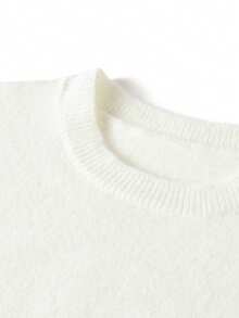 男士基础款休闲圆领长袖毛衣，保暖内搭或外套针织衫 - 白色 - 查看 5