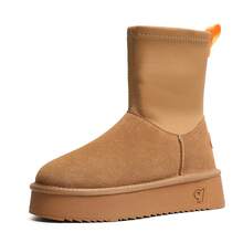 Women Snow Boots - Chestnut-colored Medium-sized Tube - View 2