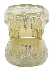 1 Set Hollow Ox Horn Geometric Teeth Shaped Jewelry, Fashionable Personalized Accessories For Nightclub, Party, Christmas Gag Gifts, Unisex - Multicolor - View 2