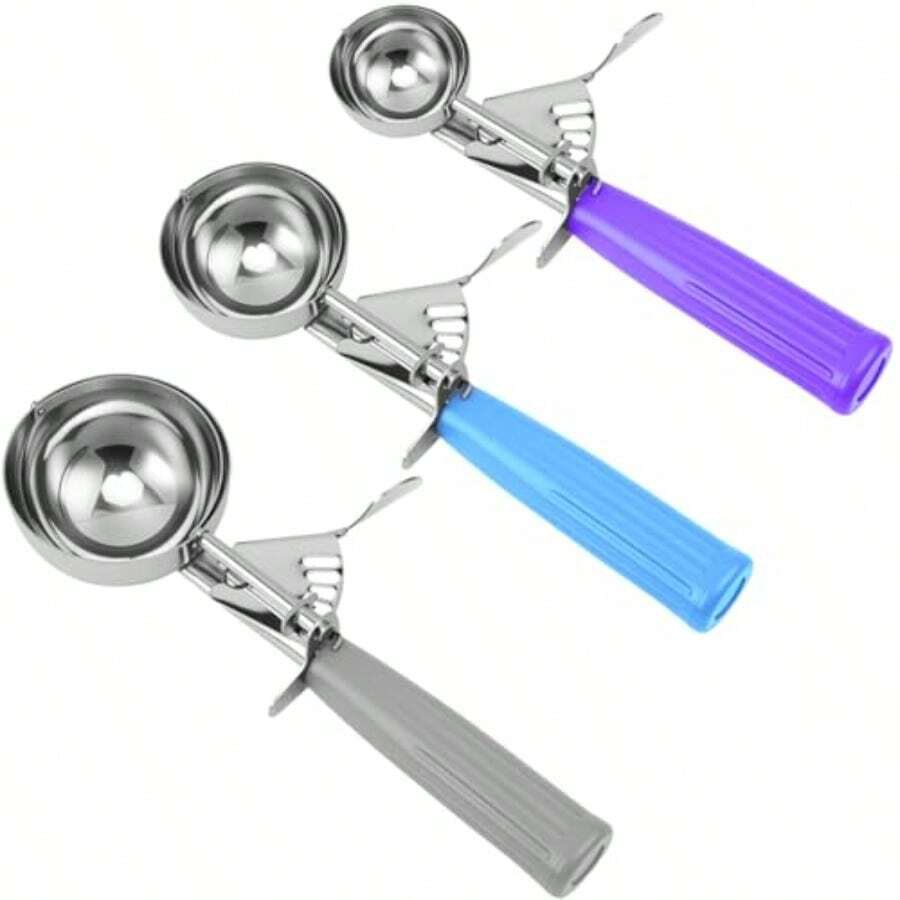 XZGB Ice Cream Scoop Cookie Scoop Set Incluede 1.2 OZ/ 2 OZ/ 4 OZ Scoop Portion Control For Cookie Dough Ice Cream Cupcake Muffin Mashed Potatoes Side Dish Pancake - XámXanhTím - Xem 1