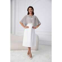 Chiffon Shawl Wraps Shrug For Evening Dress Wedding Cape Cover Up - 灰色 - 查看 1