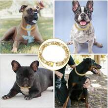 Luxury Diamond Dog Collar, Stainless Steel Metal Chain With Decorative Lock For Walking, Adjustable Pet Jewelry Accessory (Recommend Choosing A Size Up For Comfort) - Gold - View 6
