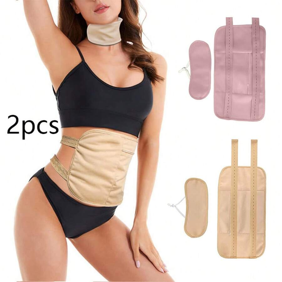 1pc|2Set Organic Castor Oil Pack Wrap - Reusable Castor Oil Compress Wrap Kit With Adjustable Elastic Shoulder Straps - Organic Flannel Castor Oil Packs - Waterproof & Oil-Proof - Machine Washable