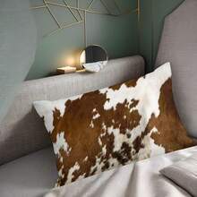 Western Cow Print Lumbar Throw Pillow Covers 12x20 Set Of 2 Brown White Cowhide Short Pl 11ush Pillows Case Animal Print Rectangle Cushion Cover Decorative Pillowcases For Couch Bed,20inchx12inch(Packof2),BrwonWhite - 布朗懷特 - 查看 6