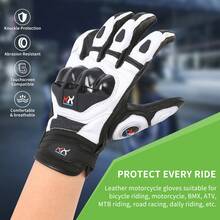 A Pair Of Short Motorcycle Gloves, Racing Gloves, Touchscreen Gloves, Winter Off-Road Protective Racing Gloves, Available In M, L, XL Sizes, Black And White Options, Suitable For All Seasons - White Short Style - View 2