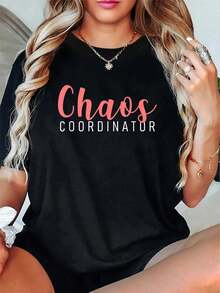 100% Cotton Unisex Cute And Funny Chaos Coordinator T-Shirt You Are Amazing Keep Going T-Shirt – Casual Graphic Tee - Black - View 6