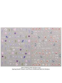 QIANJIKU 2 miếng dán móng tay họa tiết hoa mùa xuân & hè, hình nổi 5D, thích hợp cho móng acrylic, phụ kiện làm móng cho nữ và bé gái, quà tặng ngày lễ. - Nhiều màu - Xem 8