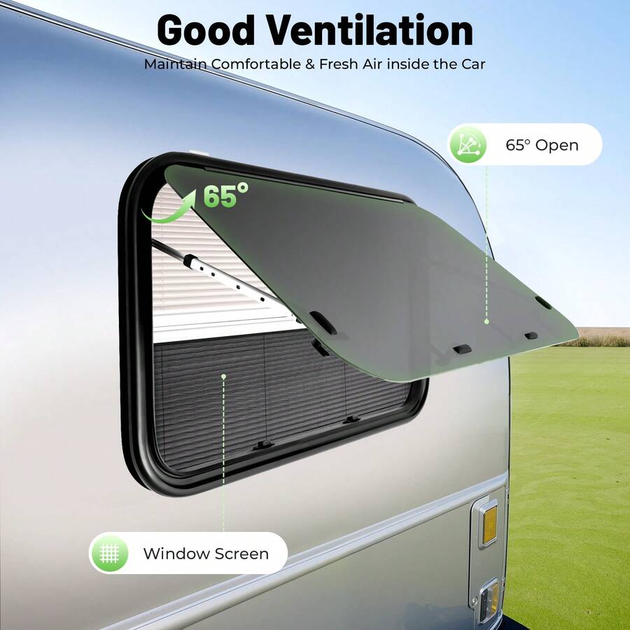 Shangmakel 90x55cm RV Push Out Window Aluminum Frame With Insect Screen Fits 30mm Thick Walls For RVs Trailers Pickup Trucks Conversion - Default - View 1
