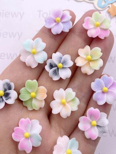 30PCS Mixed Resin Colorful 16mm Flower Flat Back Stone Gemstones Scrapbook DIY Wedding Christmas Art Decor Jewelry Crafts Accessories