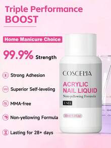 coscelia 30/60/120毫升EMA单体丙烯酸液体，附赠3支丙烯酸美甲刷，大容量丙烯酸美甲系统，适合初学者DIY丙烯酸美甲、法式美甲延长、美甲雕刻沙龙使用（120毫升丙烯酸液体随机发货） - 彩色 - 查看 3