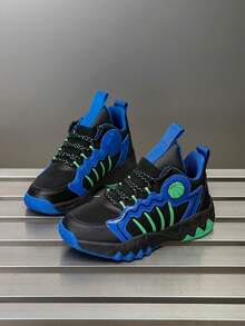 1 Pair Kids' Basketball Shoes, Outdoor Sports Shoes, Casual Shoes, Comfortable New Fashion Colorblock Breathable Mesh - Blue - View 7
