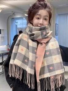 1pc Reversible Printed Scarf, Windproof And Warm, Ideal For Casual Outings - Multicolor - View 9