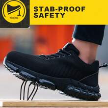 Black Steel Toe Safety Shoes For Men Women ,Comfortable Breathable Safety Shoes For Men ,Lightweight Steel Toe Shoes Women ,Construction Working Boots,Non Slip Work Shoes.Puncture Proof Tread Sneakers.Puncture-Proof & Smash-Resistant Breathable And Comfortable Work Shoes Fashionable All-Season Shoes For Warehouse, Outdoor, Restaurant, Delivery & Training Use Breathable, Soft, Suitable For All Seasons, Work & Sports Cushioned Insole Reinforced Sole Security Protective Shoes Men Indestructible Outdoor Security Boots Construction Working Boots (For Women, This Size Is Slightly Larger, Please Choose Size 1.5 Smaller!) - 黑色 - 查看 5