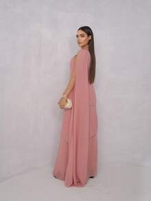 Elegant One-Shoulder Chiffon Party Dress With Detail, Perfect For A Bridesmaid At A Daytime Wedding. - 乾枯玫瑰色 - 查看 4