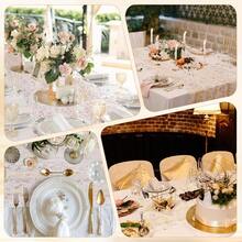 6PCS Gold Table Runner 10Ft Gold Sheer Table Runner Chiffon Fabric Cheesecloth Sequin Glitter Table Runner For Wedding Birthday Bridal Shower Party Decor,10ftx6pack,Gold - 金色 - 查看 8