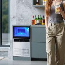 Máquina de hielo comercial de 130 lb/24 h, capacidad de 33 lb, para bar y restaurante - Plateado - Ver 1