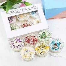 1pc/Box, New Holographic Glitter Crystal Dried Flower Petal Scented Soy Wax Candle, 6 Color Options, Sweet & Milky Fragrance, Suitable For Birthday Gift/Party/Candlelight Dinner/Valentine's Day/Mother's Day/Father's Day/Thanksgiving/Anniversary/Graduation/Commercial Space/Various Romantic Occasions