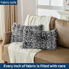 Set Of 2 Faux Fur Snow Leopard Pillowcase,Cheetah Skin Soft Pl 11ush Animal Fur Print Throw Pillow Cover Case,Super Cozy Decorative Cushion Covers For Couch Sofa 18x18 Inches,18inchx18inch(Packof2),SnowLeopardPrint - SnowLeopardPrint - Xem 6