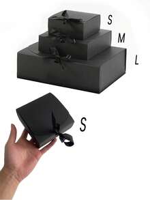 10 件带盖礼盒、伴郎求婚礼盒、婚礼礼盒、迎婴派对礼盒、婚礼用品、父亲节礼盒、豪华黑丝带礼盒，适用于婚礼、生日、派对、伴娘、毕业典礼、情人节 - 黑色 - 查看 5
