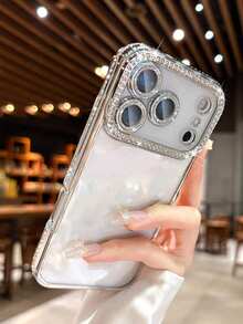 亮片、水钻奢华电镀透明手机壳，兼容 17 Pro Max、17 Pro、16e、15、14、13、12、11 Pro Max Plus、X、XS Max、XR、Pro Plus、Galaxy、Honor、OPPO、Redmi A3、13C、14C、Note 10、11、12、13、14 Pro+、Infinix Smart8、9，闪亮镜头保护套 - 銀色 - 查看 3