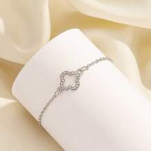 全新微镶嵌锆石镂空四叶草手链 女士时尚幸运四叶草花 手工制作