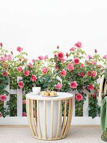 1pc Rose Vine Trellis Floral Wall Sticker, Romantic Garden Theme Red & Pink Rose Wall Decal, Butterfly Floral Pattern Self-Adhesive Wall Sticker, Suitable For Bedroom, Living Room, Hallway, Cabinet, Home Office, Classroom, Nursery, Greenhouse Decor - Multicolor - View 5