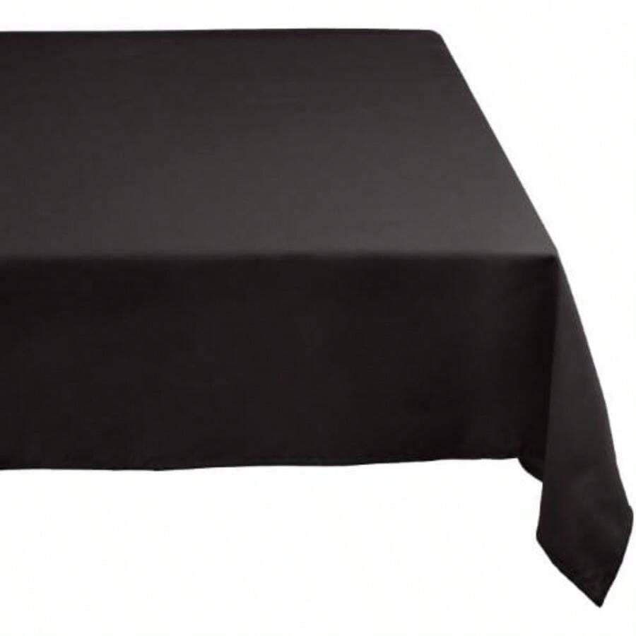 DII 100% Polyester, Machine Washable, Holiday, Dinner Solid Tablecloth 60 x 84, White, Seats 6 to 8 People(52x70" Negro) - Multicolor - Ver 1