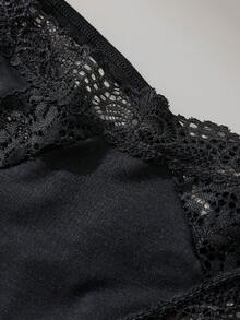 DORSU 3 件套 性感低腰时尚蕾丝透气性感翘臀女式丁字裤 黑色