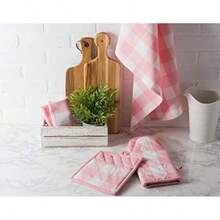 DII - Mantel Rectangular para cenas Familiares o reuniones en Interiores o Exteriores, Uso Diario, , , 1, 1(Rosa&Blanco Toallas de cocina) - Multicolor - Ver 7