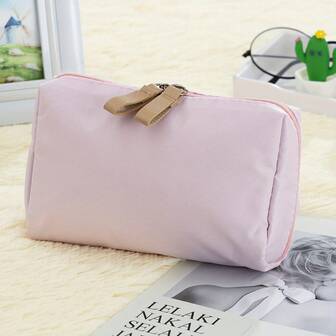 1 pieza Bolsa de maquillaje con cremallera minimalista, organizador de viaje compacto, esencial portátil para uso diario