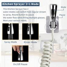 AWYYCECEFIN Kitchen Sink Sprayer Hose Attachment For Faucet Kitchen Faucet Head Replacement W/ 79" Recoil Hose And Holder Pressurized Water Saving Aerator And Diverter Valve Faucet Sprayer Attachment Set - FGreyONOFFPauseSprayer - View 2