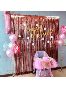 1/2/3/4/5pcs Rose Gold Foil Fringe Metallic Curtain, Party Background, Birthday Party, Wedding Decoration, Gift Supplies - Rose Gold - View 3