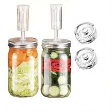 1pc/2pcs 32oz Fermentation Jar Pickle Pot Household Pickling Crock With Thick Wall, One-Way Exhaust Valve, Mason Jar - Transparent - View 13