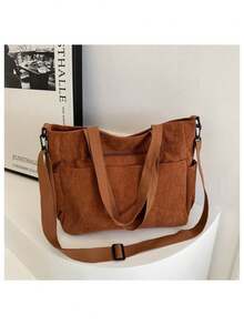 Women's Shoulder Bag Crossbody Corduroy Fabric | Casual Work Outing(1102) - 鏽棕色 - 查看 1