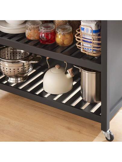 SoBuy FKW74 WN Kitchen Isl Sideboard Cart Cabinet Drawers Shelves Wit Natural Approx.: 98 94 58 Cm view 9