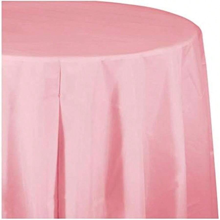 Creative Converting 702000 - Mantel de plástico con Esquinas elásticas, Color , 30 x 96 Pulgadas(208.3 cm (Redondo) Rosa clásico) - Multicolor - Ver 1
