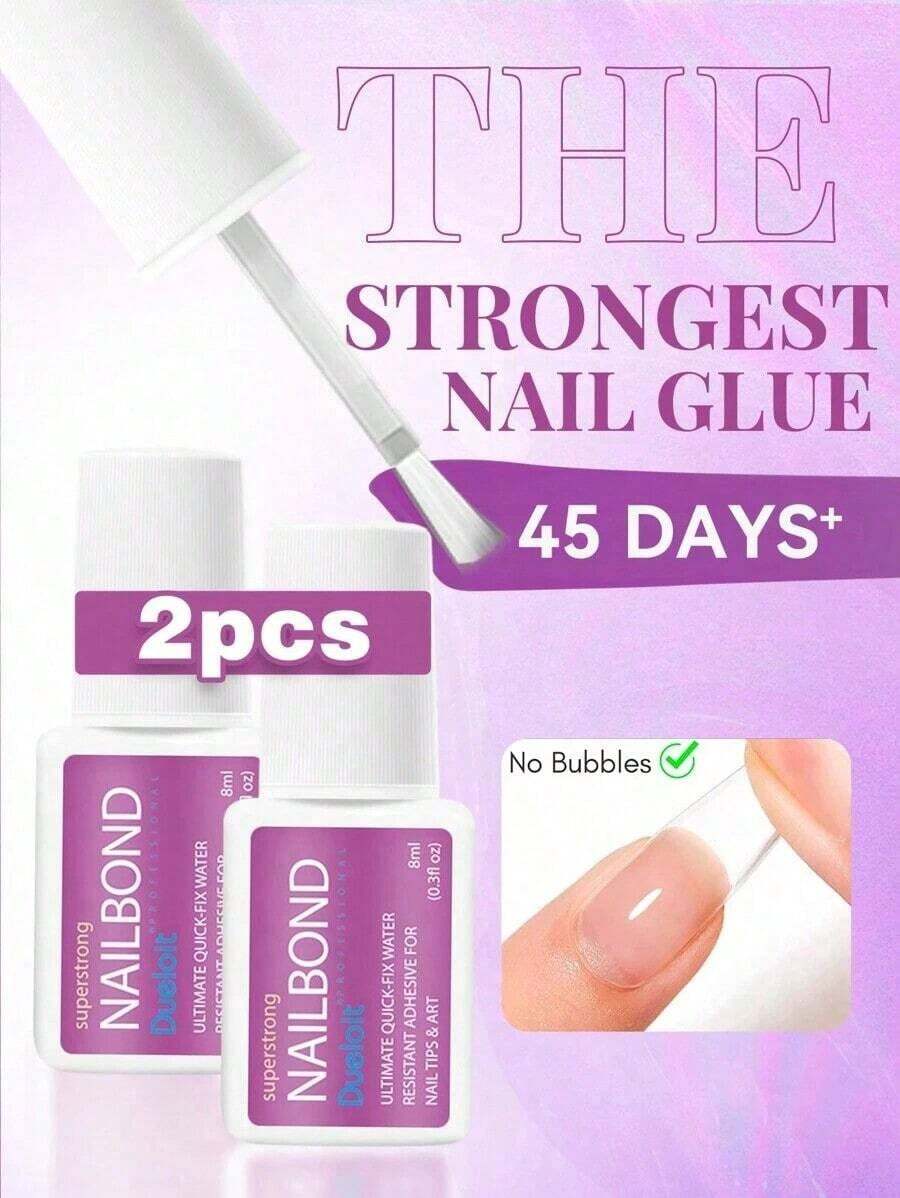 2pcs Extra Strong Brush-On Nail Glue For Acrylic Nails, Nail Tips & Press-On Nails (8ml) With File For Glue-On Fake Nails, Fix Broken Nail Repair. Acrylic Nail Glue Nail Bond Nail Glue Gel - 1PC - Xem 1