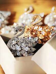 1pc Luxury Swan Brooch Pin, High-End Elegant Pin Suitable For Women To Wear In Daily Or Party